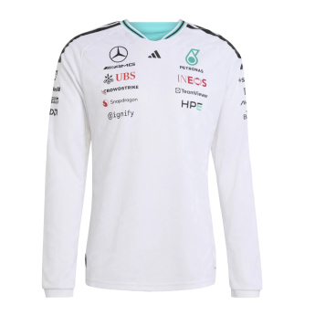 Mercedes AMG Petronas męska koszulka z długim rękawem white official Teamline Replica F1 Team 2026