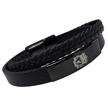 Liverpool bransoletka skórzana Crest Black IP Leather Bracelet