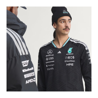 Mercedes AMG Petronas męska koszulka z długim rękawem black official Teamline Replica F1 Team 2026