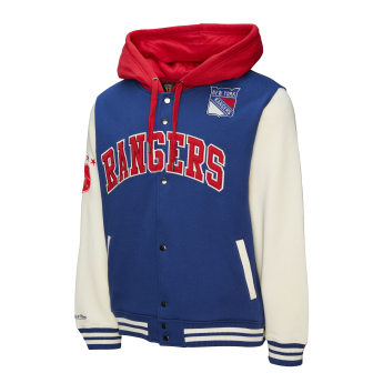 New York Rangers męska bluza z kapturem Courtside Fleece Button Front Vintage Logo