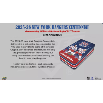 NHL pudełka karty hokejowe NHL 2025-26 Upper Deck New York Rangers NHL Centennial Hobby Box