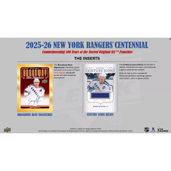 NHL pudełka karty hokejowe NHL 2025-26 Upper Deck New York Rangers NHL Centennial Hobby Box