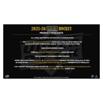NHL pudełka karty hokejowe NHL 2025-26 Upper Deck O-Pee-Chee Platinum Hobby Box