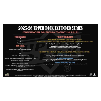 NHL pudełka karty hokejowe NHL 2025-26 Upper Deck Extended Series Hobby box