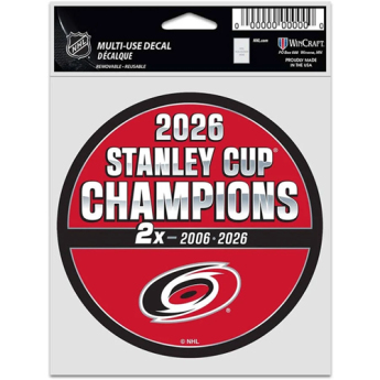 Carolina Hurricanes naklejka NHL 2026 Stanley Cup Champions Multi Use Decal