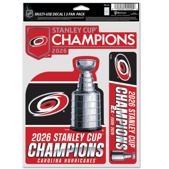 Carolina Hurricanes naklejka NHL 2026 Stanley Cup Champions 3 pack Multi Use Decal