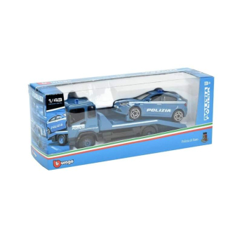 Samochody i motocykle model 1/43 Alfa Romeo Giulietta Polizia with a transport vehicle
