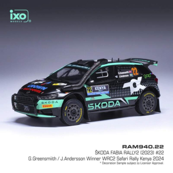 Samochody i motocykle model 1/43 IXO Škoda Fabia Rally2 #22 Greensmith/Andersson WRC Safari Rallye Kenia 2024