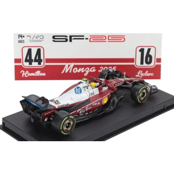 Samochody i motocykle model 1/43 Scuderia Ferrari SF-25 BBurago #44 Lewis Hamilton Monza 2025 Signature