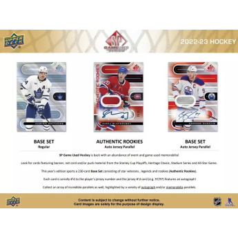 NHL pudełka karty hokejowe NHL 2022-23 Upper Deck SP Game Used Hobby Box