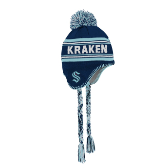 Seattle Kraken czapka zimowa dziecięca Jacquard Tassel Knit With Pom