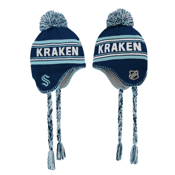 Seattle Kraken czapka zimowa dziecięca Jacquard Tassel Knit With Pom