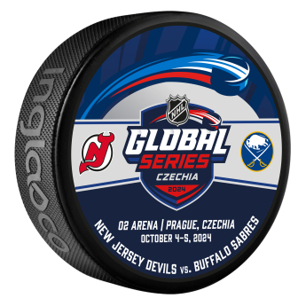 NHL produkty krążek NHL Global Series 2024 Czechia Buffalo Sabres vs New Jersey Devils Dueling Logo