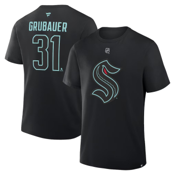 Seattle Kraken koszulka męska NHL Philipp Grubauer #31 Authentic Stack Name & Number T-Shirt - Black