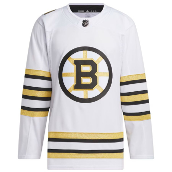 Boston Bruins hokejowa koszulka meczowa adidas White 100th Anniversary Primegreen Authentic Jersey