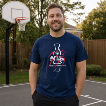 Florida Panthers koszulka męska Vítek Vaněček #92 Stanley Cup Champion 2025 navy