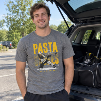 Boston Bruins koszulka męska David Pastrnak #88 Pasta Scores WHT 500 Level Grey