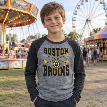 Boston Bruins dziecięcka koszulka z długim rękawem Cross Stick Ls Triblend Raglan