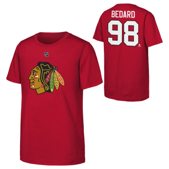 Chicago Blackhawks koszulka dziecięca Connor Bedard #98 NHL Flat Name & Number Short Sleeve Cotton