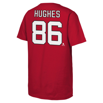 New Jersey Devils koszulka dziecięca Jack Hughes #86 NHL Flat Name & Number Short Sleeve Cotton
