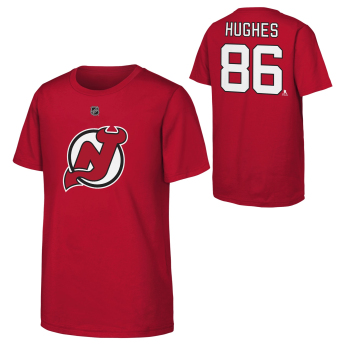 New Jersey Devils koszulka dziecięca Jack Hughes #86 NHL Flat Name & Number Short Sleeve Cotton