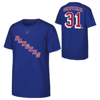 New York Rangers koszulka dziecięca Igor Shesterkin #31 NHL Flat Name & Number Short Sleeve Cotton