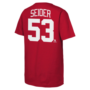 Detroit Red Wings koszulka dziecięca Moritz Seider #53 NHL Flat Name & Number Short Sleeve Cotton
