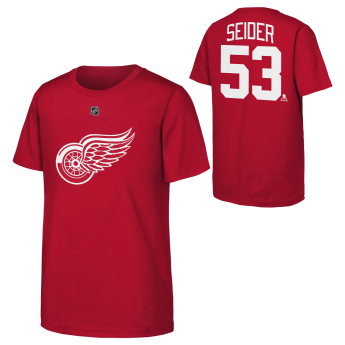Detroit Red Wings koszulka dziecięca Moritz Seider #53 NHL Flat Name & Number Short Sleeve Cotton