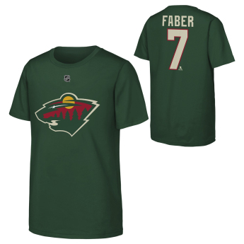 Minnesota Wild koszulka dziecięca Brock Faber #7 NHL Flat Name & Number Short Sleeve Cotton
