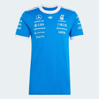 Mercedes AMG Petronas koszulka męska F1 Blue with Sponsor Logos - SILVERSTONE 2026 Edition