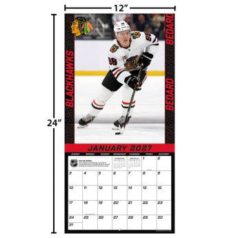 Chicago Blackhawks kalendarz NHL #98 Connor Bedard 2027 Wall