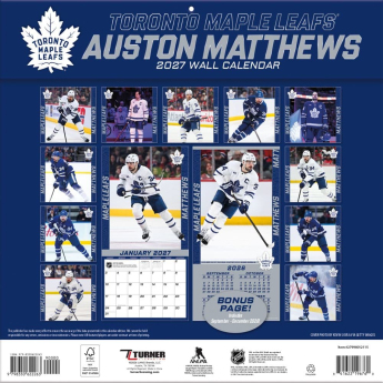 Toronto Maple Leafs kalendarz NHL #34 Auston Matthews 2027 Wall