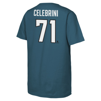 San Jose Sharks koszulka dziecięca Macklin Celebrini #71 NHL Flat Name & Number Short Sleeve Cotton