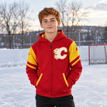 Calgary Flames dziecięca bluza z kapturem Faceoff Colorblocked Fleece Full-Zip