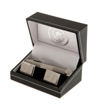 Manchester City zestaw krawat, spinka i guziczki do mankietów Tie Slide & Cufflink Set