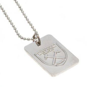 West Ham United naszyjnik z zawieszką Silver Plated Dog Tag & Chain