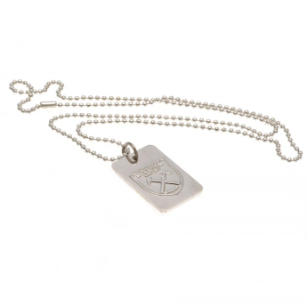 West Ham United naszyjnik z zawieszką Silver Plated Dog Tag & Chain