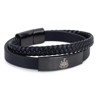 Newcastle United bransoletka skórzana Black IP Leather Bracelet
