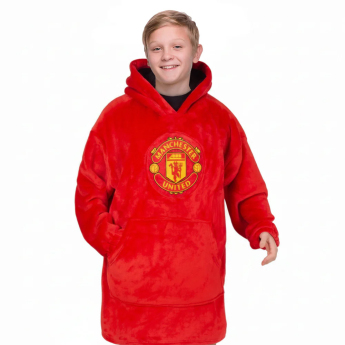 Manchester United dziecięca bluza z kapturem oversize blanket red