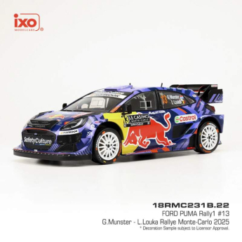 Samochody i motocykle model 1/18 Ford Puma WRC Rally Monte Carlo 2025 G. Munster
