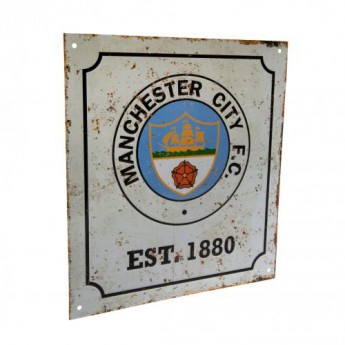 Manchester City tablica na ścianę Retro Logo Sign