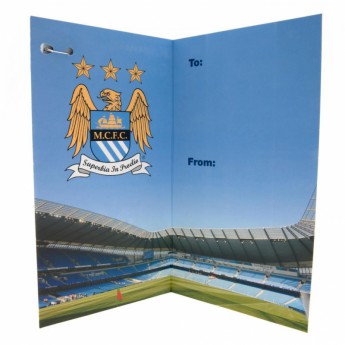 Manchester City życzenia urodzinowe Birthday Card & Badge EST