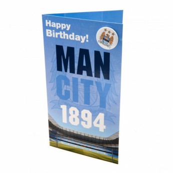Manchester City życzenia urodzinowe Birthday Card & Badge EST