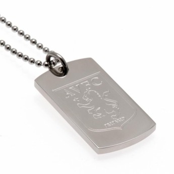 Aston Vila naszyjnik z zawieszką Engraved Dog Tag & Chain