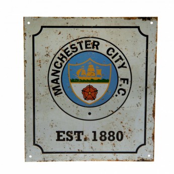 Manchester City tablica na ścianę Retro Logo Sign