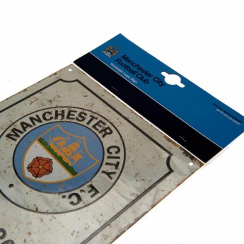 Manchester City tablica na ścianę Retro Logo Sign