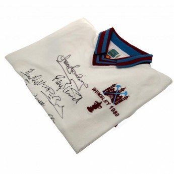 Słynni piłkarze piłkarska koszulka meczowa West Ham United 1980 FA Cup Final Signed Shirt