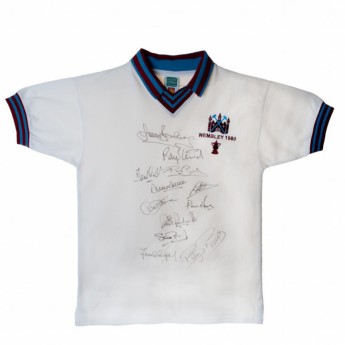 Słynni piłkarze piłkarska koszulka meczowa West Ham United 1980 FA Cup Final Signed Shirt