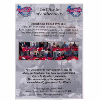 Słynni piłkarze piłkarska koszulka meczowa Manchester United 1999 Champions League Final Signed Shirt