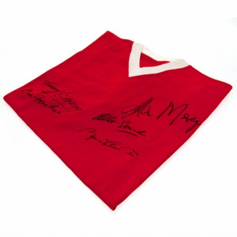 Słynni piłkarze piłkarska koszulka meczowa Manchester United 1958 Busby Babes Signed Shirt